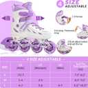 SUPER YOUNGSTER Adjustable Inline Skates for Boys Girls Ages 4-12 with Light Up Wheels, Roller Skates Blades for Youth Kids Indoor & Outdoor Beginners