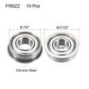 uxcell FR6ZZ Flanged Ball Bearing 3/8" x 7/8" x 9/32" Double Metal Shielded (GCr15) Chrome Steel Flange Rip Bearings 10pcs