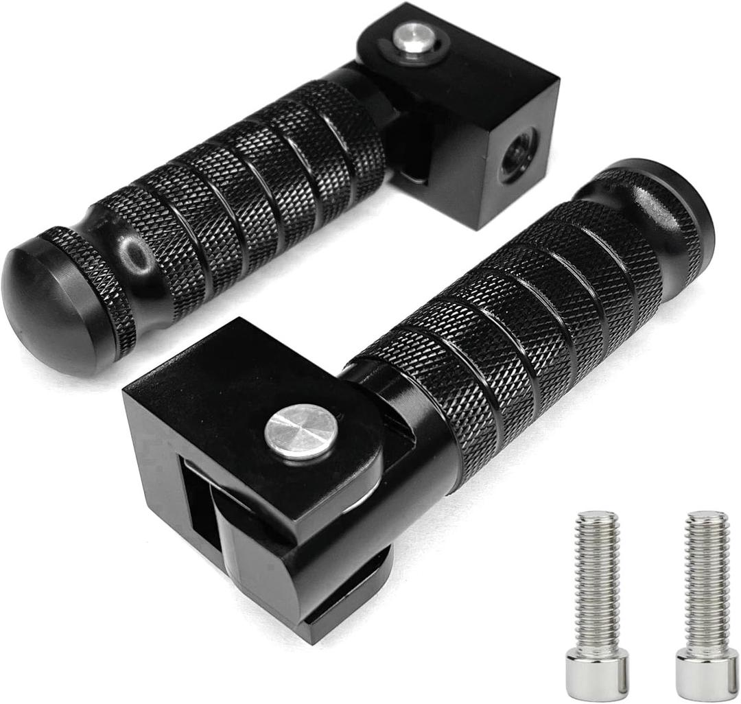 Universal Foot Pegs for Ebike Motorcycle Bicycle Mini Bike Dirt Bike Scooter, Folding Foot Rest Passenger Pegs M8 Rear Set Pedals for Ridstar Q20 Super73 Electric Bike Yamaha Harley Davidson (BLACK)