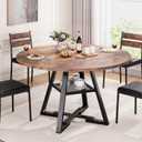 Round Dining Table for 4,Kitchen Dining Room Circle Dinner Pedestal Table,Space Saving Wood Kitchen & Dining Room Furniture (Vintage, 42In)