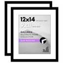Americanflat 12x14 Picture Frame with Polished Plexiglass - Set of 1 - Use as 9x11 Frame with Mat or Display 12x14 Photo Without Mat - Galleria Collection - Picture Frames for Wall Display - Black