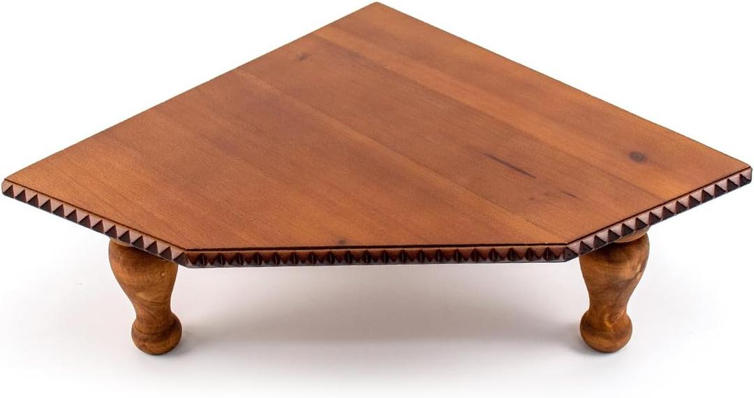 Wood Corner Counter Shelf Framehouse Decorative Tray Stand for Kitchen Bathroom Riser Organizer Coffee Bar Display Shelf with Detachable Legs (Darkbrown)