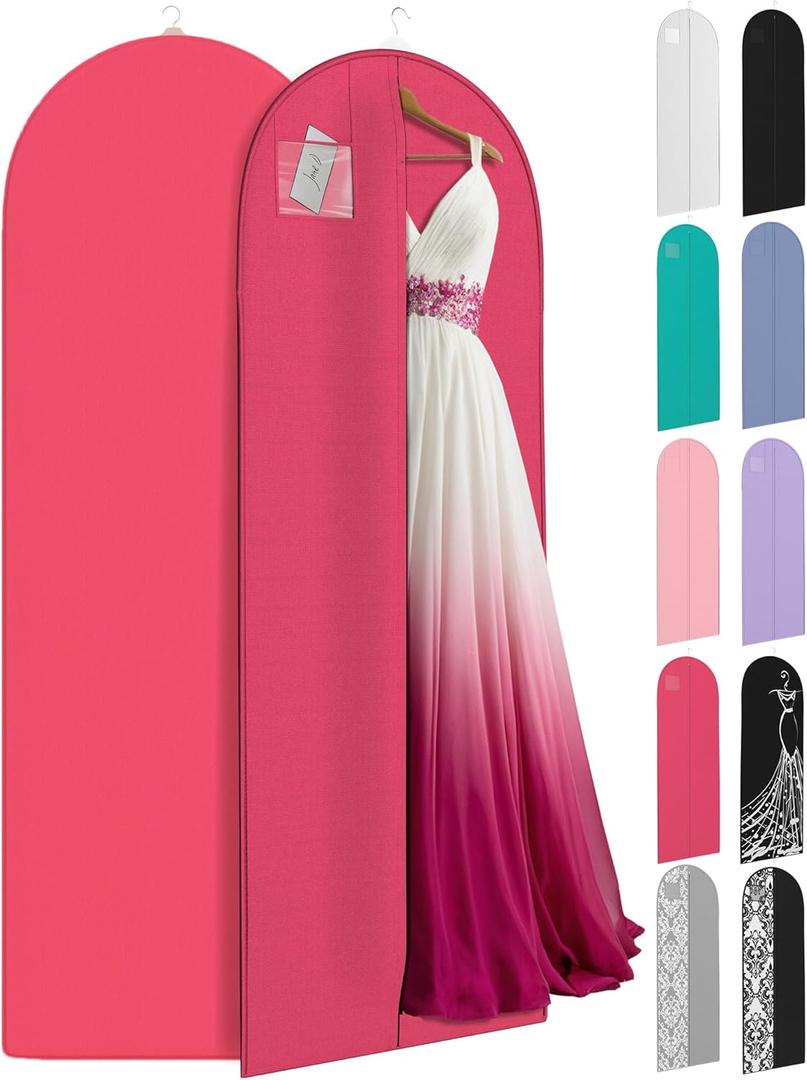 Your Bags 72" Tapered Long Dress Bags for Gowns - Wedding Dress Garment Bag for Dresses - Long Garment Bags for Hanging Clothes, Closet Storage, Hanging Garment Bags, Travel Bridal Dress Bag for Women