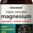 NatureBell Magnesium Complex for Women & Men 1,000mg Per Serving 240 Capsules Triple Magnesium Complex with Glycinate, Citrate & Malate Chelated & Purified NonGMO, Filler Free