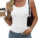 Womens Tank Tops Crewneck Sleeveless Summer Sweaters Vest Casual Basic Tees Ribbed Shirts (White, XL)