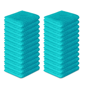 100% Cotton Washcloths 24 Pack (12x12 Inches) Soft, Highly Absorbent Washcloth, Face Towels, Wash Cloths for Face, Ring Spun, Bulk Pack (Turquoise)