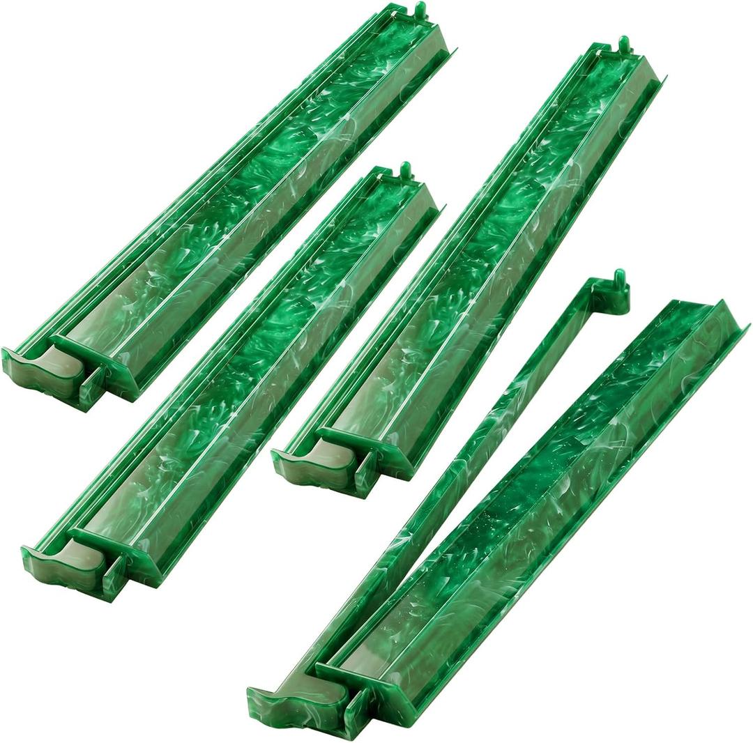 4 Pcs 18.7" Acrylic Mahjong Rack with Pusher, Emerald Green, Clear