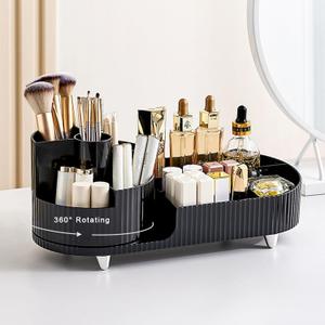 Rotating Makeup Organizer Countertop, Large Cosmetic Storage with Makeup Brush Holder, Vanity Makeup Organizer, Bathroom Make up Holder, Spinning Skincare Organizer for Perfume, Lotions