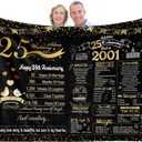 elseven 25th Anniversary Wedding Gift 25th Wedding for Her 25 Year Anniversary for Couples Wife Husband Best Anniversary Blanket Present Throw Blanket 60 x 50 Inch (Golden)