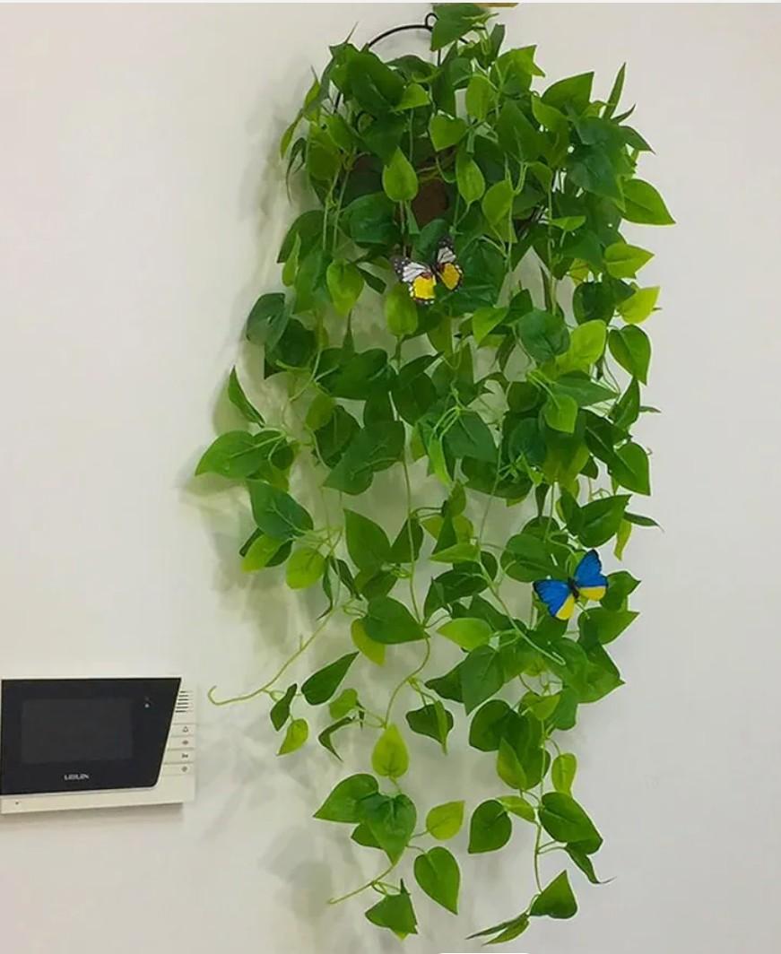 2PCS Artificial Green Leaf Rattan Leaves Hanging