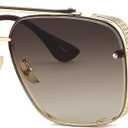 Gtand Fashion Oversized Square Aviator Gradient Sunglasses For Men Vintage Metal Side Shield Steampunk Sun Glasses 64mm (C2 Gold Frame/Gradient Brown Lens)