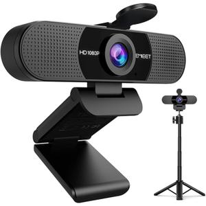 EMEET C960 Webcam with Tripod, 1080P Webcam with Microphone, Adjustable Height Mini Tripod, C960 Web Camera with Privacy Cover, Plug & Play with Stand for Zoom/Skype/YouTube/FaceTime