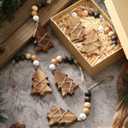 Civaner 6 Pcs Neutral Christmas Tree Hanging Ornament with Wooden Beads Rustic Wooden Boho Christmas Tree Decorations Bead Garland for Xmas New Years Holiday Farmhouse Gift Decor