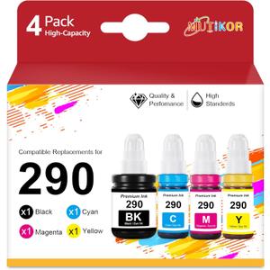 GI-290 GI 290 Ink Refill G3200 G4210 Compatible Replacement for Canon GI 290 Ink Bottles Kit for G1200 G2200 G4200 G1000 G1100 G1310 G1400 G1800 G1810 G1900 G2000 Printers4 Pack (2Black)