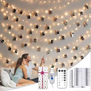 Teen Girl Gifts Trendy Stuff: Aesthetic 40Ft 120LED Hanging Picture Fairy Lights with 50 Clips - 8 Modes & Timer, Waterproof - Trendy Teenager Girl Gift for Birthday Christmas, Dorm Bedroom Wall Dcor (USB-Warm White)
