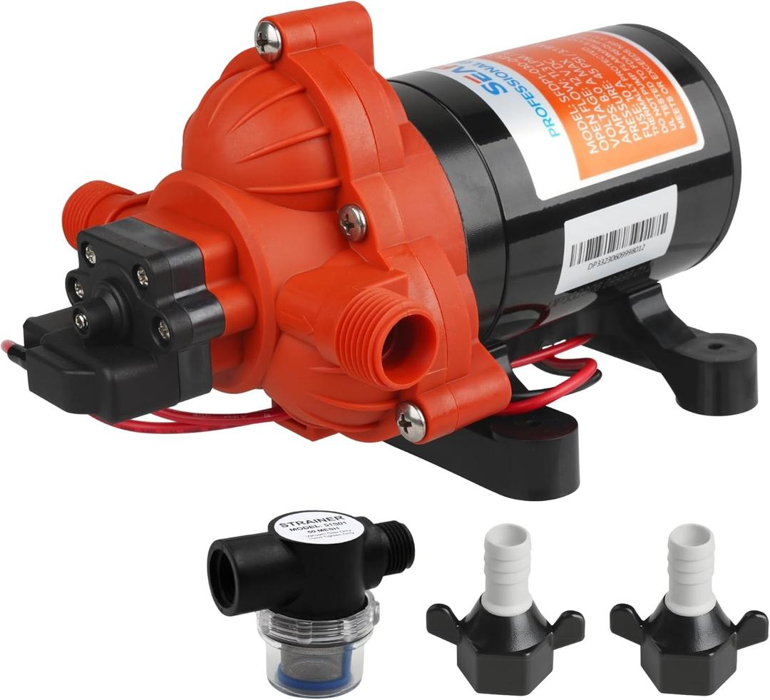 SEAFLO 33 Series DC Diaphragm Pump12V, 3.0 GPM, 45 PSI, Self-Priming, Run Dry Safe, Built-In Pressure Switch | Ideal for Marine, RV, and Water Systems