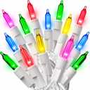 PREXTEX Bright and Colorful Christmas Lights (60 Feet, 300 Count)  Fall Decor and Christmas Tree Lights with White Wire  Indoor and Outdoor String Light  MultiColor Incandescent Light