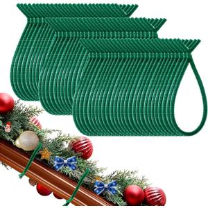 2 x 200PCS Christmas Garland Ties for Banister,15.7in Flexible Adjustable Holiday Garland Ties Green for Xmas Stair Home Decor Craft