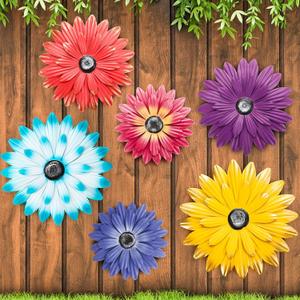 Zhehao 6 Pcs Metal Flower Wall Art Decor 5/8/10 Inch Sunflower Wall Decorations Hanging Outdoor Art Multicolored Handmade Metal Flowers Outdoor Decor(Classic Color)