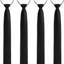 Xinnun 4 Pieces Zipper Ties for Men Adjustable Men's Neckties Zip on Tie for Zipper Skinny Necktie Clip on Slim Tie