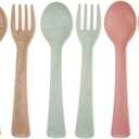 Toddler Forks and Spoons Utensils Set Baby Silverware Kids Forks and Spoons Set 6 Piece Natural Wheat Straw Material Self Feeding Training Cutlery for Baby Eating 12-48 Months Infant Dishwasher Safe