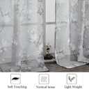 SMILE WEAVER Grey Sheer Curtains 84 inch Length for Living Room,Light Filtering Curtain for Bedroom,Linen Textured Floral Semi Sheer Curtain Rod Pocket Window Drapes for Kitchen,2 Panels
