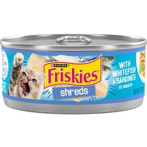 Friskies Wet Cat Food, Savory Shreds With Whitefish and Sardines In Sauce, 5.5 Oz Can (Pack of 1) (EXP 12/31/27)