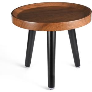 KGPLOME Indoor Plant Stand,Wood Mid Century Plant Table in Walnut Finish,Tall Plant Stand for Flower Pot,Modern Round Small Side End Table with Raised Design (Walnut, 12"x10.8")