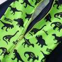 AIWUHE Boys one piece Swimsuit Zipper Rash Guard Kids Long Sleeve Bathing Suits UPF 50+ Sun Protection Swimwear, Green Dinosaur (4T-5T)