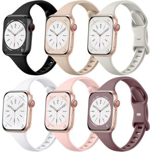 Lerobo Thin Slim Bands Compatible with Apple Watch 40mm 38mm 44mm 45mm 46mm 42mm 41mm 49mm SE iWatch Bands Ultra 3 2 1 Series 11 10 9 8 7 6 5 4 3 2 1 for Women Men, Soft Narrow Sport Strap Wristband (Black/ Nude/ Starlight/ White/ Sand Pink/ Smoke Violet)