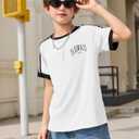 Boys Los Angeles California T Shirts Kids Fashion Short Sleeve Graphic Tees Casual Tops 5-14 Years (White)