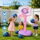 Toddler Basketball Hoop for Kids 1-3, Adjustable Height Mini Indoor Outdoor Basketball Set with 6 Soft Balls, Easy Score Toy for Boys Girls 2-5 Year Old, Develop Motor Skills & Hand-Eye Coordination