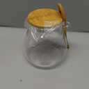 Airtight glass jar storage container with bamboo lid Set of 2, wide mouth, leak-proof, With a spoon, can be used for coffee beans, tea leaves, grains, dried fruits, etc (Small)