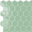 Sage Green Hexagon Peel and Stick Backsplash,12" x 12" Self Adhesive Back Splash Honeycomb Stick on Wall Tile for Kitchen,Bathroom,Fireplace,RV(10 Sheets)