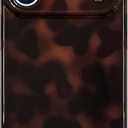 Aesthetic Tortoise Shell Phone Case for iPhone 17 Pro Max 6.9in,Retro Cool Girl Leopard Print Brown Amber Trendy Full Camera Protective Cover for iPhone 17promax 6.9"