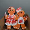2 Sets Gingerbread Man Christmas Decorations Indoor Large Standup Life Size Wood Gingerbread Man Wooden Standing Cutouts for Xmas Party Office Home Table Booth Prop