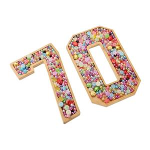 uxcell 2pcs Bamboo Wooden Number 7 and 0 Charcuterie Board Box 12" Bamboo Serving Tray Wood Box for Graduation Anniversary Birthday Party Decorations Chocolate Cupcake Container (Wooden)