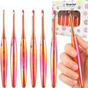 Svartur Ergonomic Crochet Hooks Set, 6 Sizes (3mm8mm), Resin Comfort Grip Handles with Aluminum Hook Tips, Smooth Lightweight Crochet Needles for Beginners & Advanced Crafters