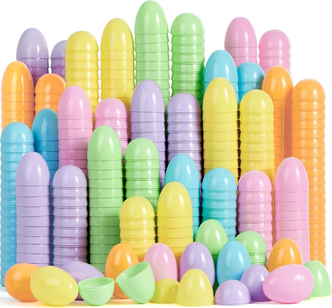 JOYIN 3.15" Pastel Easter Eggs, 100PCS Large Plastic Eggs, Empty Colorful Fillable Eggshells for Easter Hunt, Party Favor, Basket Stuffers Filler, Classroom Prize Supplies
