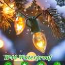 C7 Clear Christmas Lights 25FT, C7 Outdoor Patio String Lights with 27 Warm White Bulbs, Vintage Christmas Tree Lights for Roofline Roof Party Garden Decoration (Green Wire)