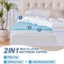 Memory Foam Queen Mattress Topper, 4 Inch Dual Layer Mattress Pad with Pillow Top Mattress Topper Queen Size Bed Cover, Support for Back Pain (Queen, White)