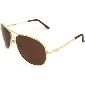J+S Premium Military Style Classic Aviator Sunglasses, Polarized, 100% UV protection for Men Women (Gold Frame/Brown Lens)