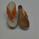 Crystal Queen Women Beach Sandals Platform Wedges Sandals High Heels Wedges Slippers Flip Flops White Flip Flops Plus Size (8.5, Orange)