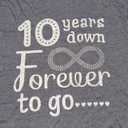 10 Years Down Forever to Go Cute 10th Wedding Anniversary T-Shirt, Size XL, Gray
