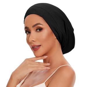 Silk Satin Lined Beanie, Silk Bonnet for Sleeping Women Sleep Cap Stay On All Night Cap, Satin Bonnet with Adjustable Strap for Curly Hair Hair Wrap for Sleeping