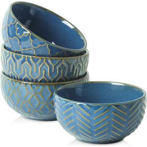 Sureasy Mini Ceramic Dipping Bowls  4 oz, 3.5 Inch Small Bowls for Sauces & Side Dishes, Microwave & Dishwasher Safe, Set of 4, Blue