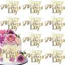 mdgfge Happy Mother's Day Cake Toppers, 10Pcs Acrylic Mirror Design Gold Happy Mother's Day Cupcake Topper Engraved Cake Toppers Dessert Decor for Mother's Day Birthday Family Party DIY Supplies