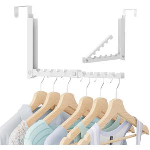 Over The Door Hooks,Over The Door Clothes Hanger with 10 Ridges,Space-Saving Over The Door Drying Rack,Door Hooks for Hanging Clothes,Larger Capacity Over The Door Hanger (1, White)