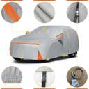 Car Cover for 2020-2026 Tesla Model Y, Waterproof Custom-fit All Weather Sun Rain UV Dust Snow Protection Windproof Outdoor Model Y Full Car Cover with Door Zipper and Cotton Lining-Grey