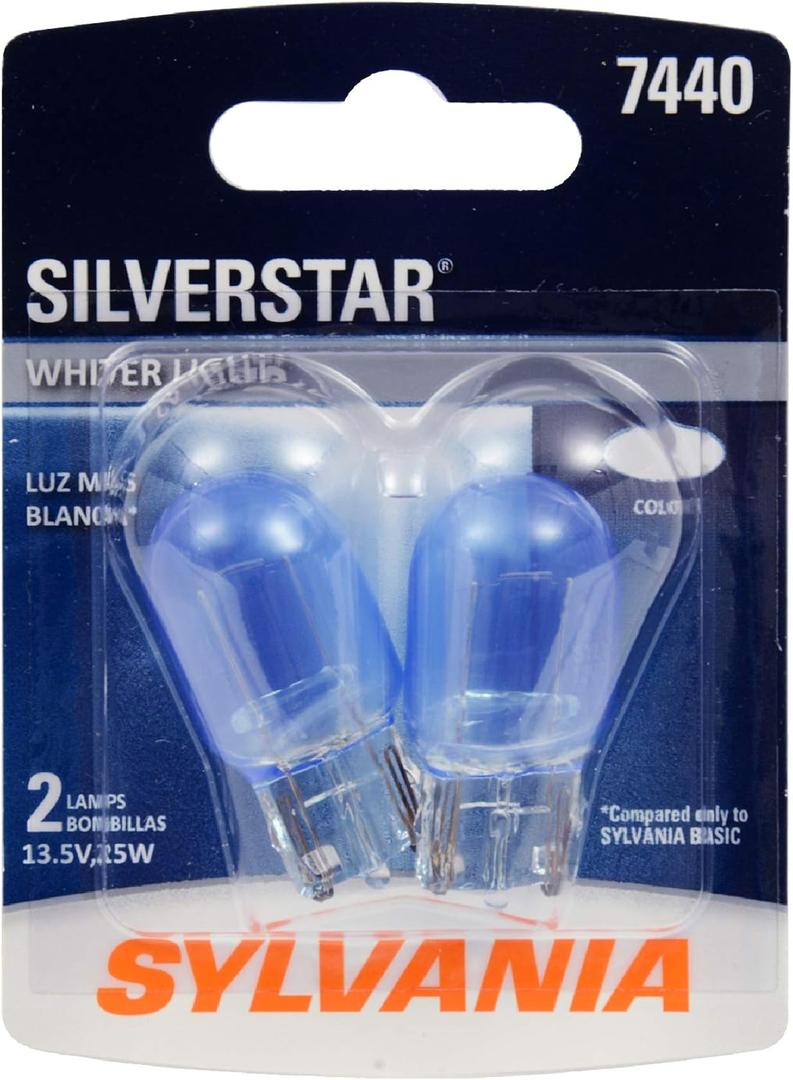 SYLVANIA - 7440 SilverStar Mini Bulb - Brighter and Whiter Light, Ideal for Daytime Running Lights (DRL) and Back-Up/Reverse Lights (Contains 2 Bulbs) SYLVANIA - 7440 SilverStar Mini Bulb - Brighter and Whiter Light, Ideal for Daytime Running Lights (DRL) and Back-Up/Reverse Lights (Contains 2 Bulbs)
